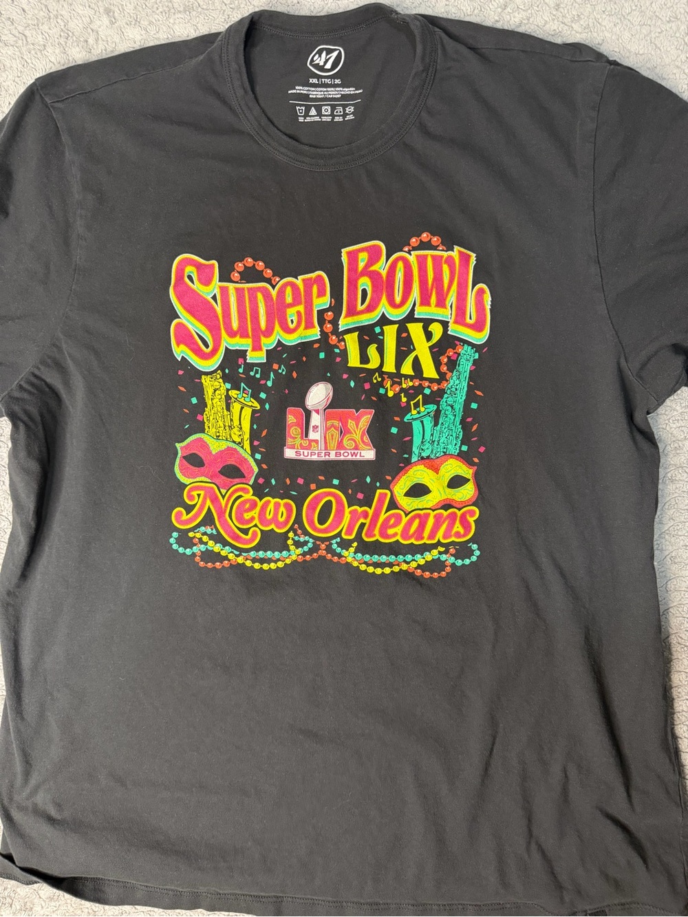 47 Black Super Bowl LIX New Orleans Neon Graphic Tee